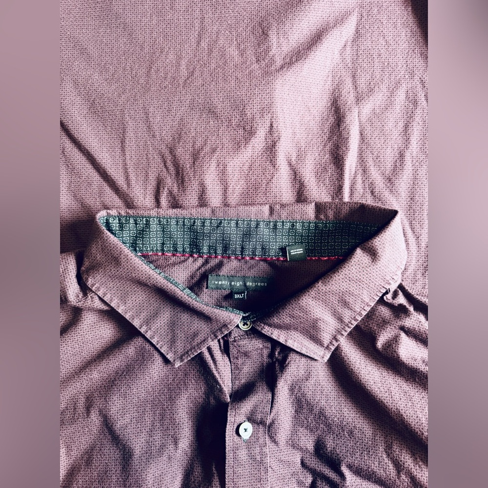 Twenty Eight Degrees Men's Patterned (Burgundy) Short Sleeve ButtonUp (3XLT)